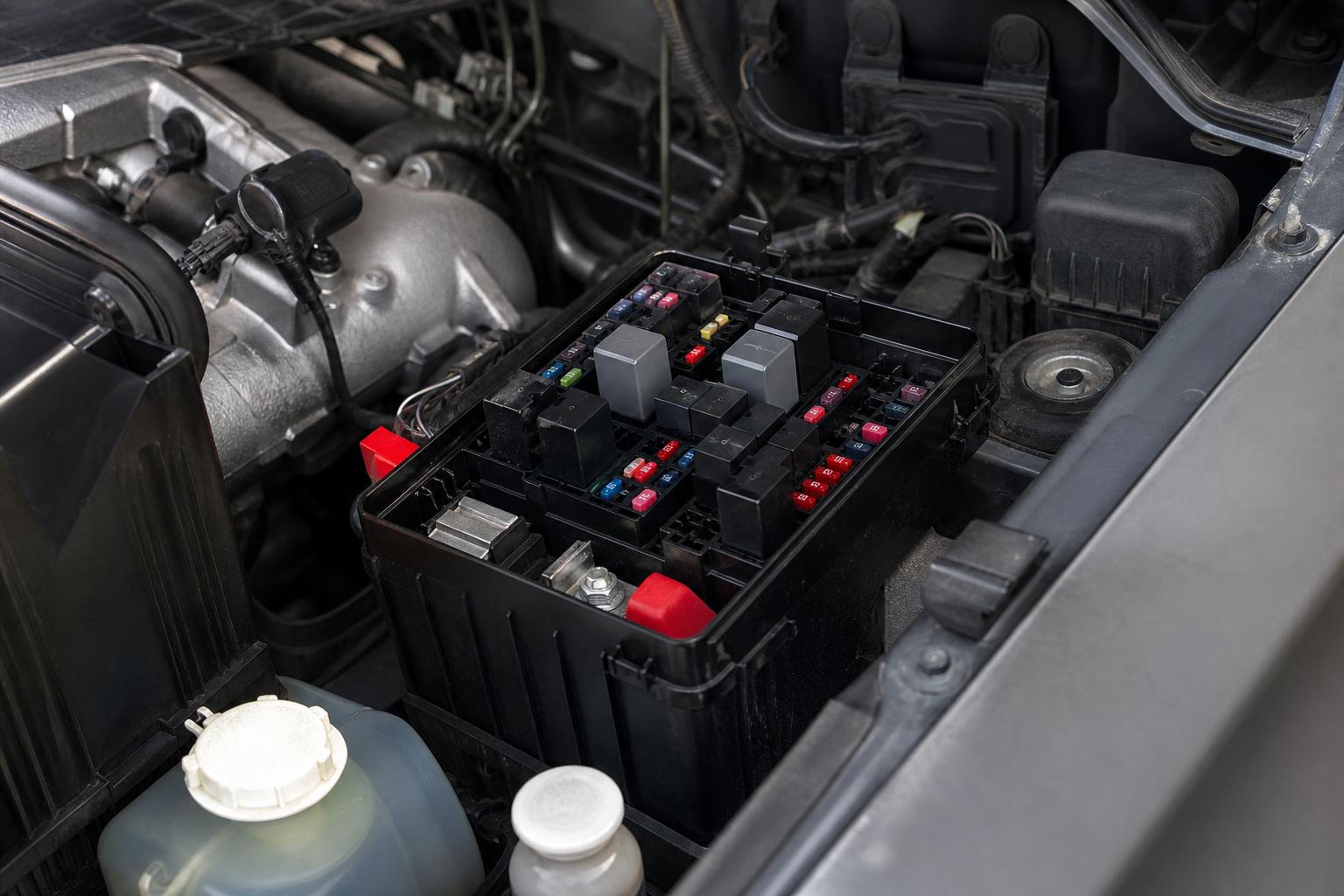 Блок предохранителей в моторном отсеке Mitsubishi Pajero 4